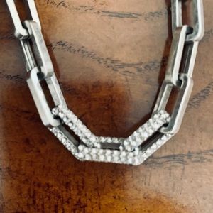 Brighton Adjustable Necklace Silver Link with CZ